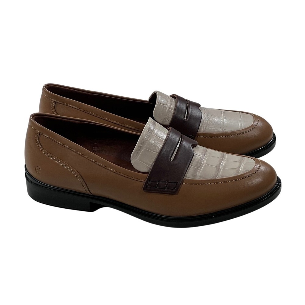 NWOT‎ Ecco Dress Classic 15 Women's Leather Loafers US 6-6.5 (EU 37) Brown/Beige